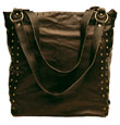 OiOi Studded Metallic Chocolate Faux Leather Tote