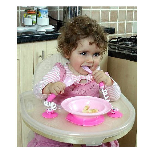 Stay Put Cutlery and Bowl in Pink