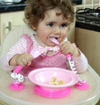 Stay Put Cutlery and Bowl in Pink